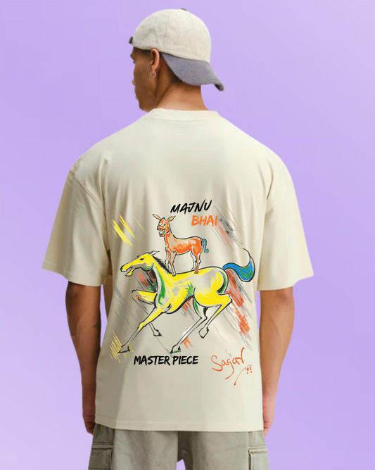 Majnu Bhai Painting Oversized T-Shirt | 240 GSM Off White