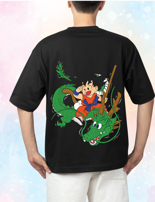 Kid Goku & Shenron Oversized T-Shirt | Retro Dragon Ball Inspired Anime Streetwear