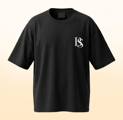 Black Drop Shoulder Cotton T-Shirt – Relaxed Oversized Fit – Urban Streetwear Style
