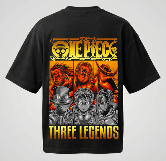 One Piece Anime Streetwear: Three Legends Drop Shoulder Tee